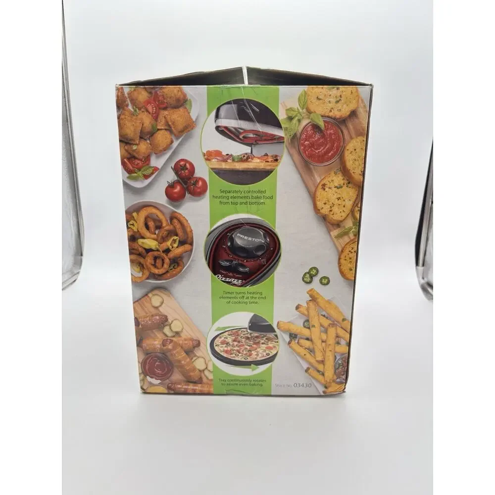 New Presto Pizza Pizzazz Plus 03430 Rotating Pizza Oven Black Countertop Cook